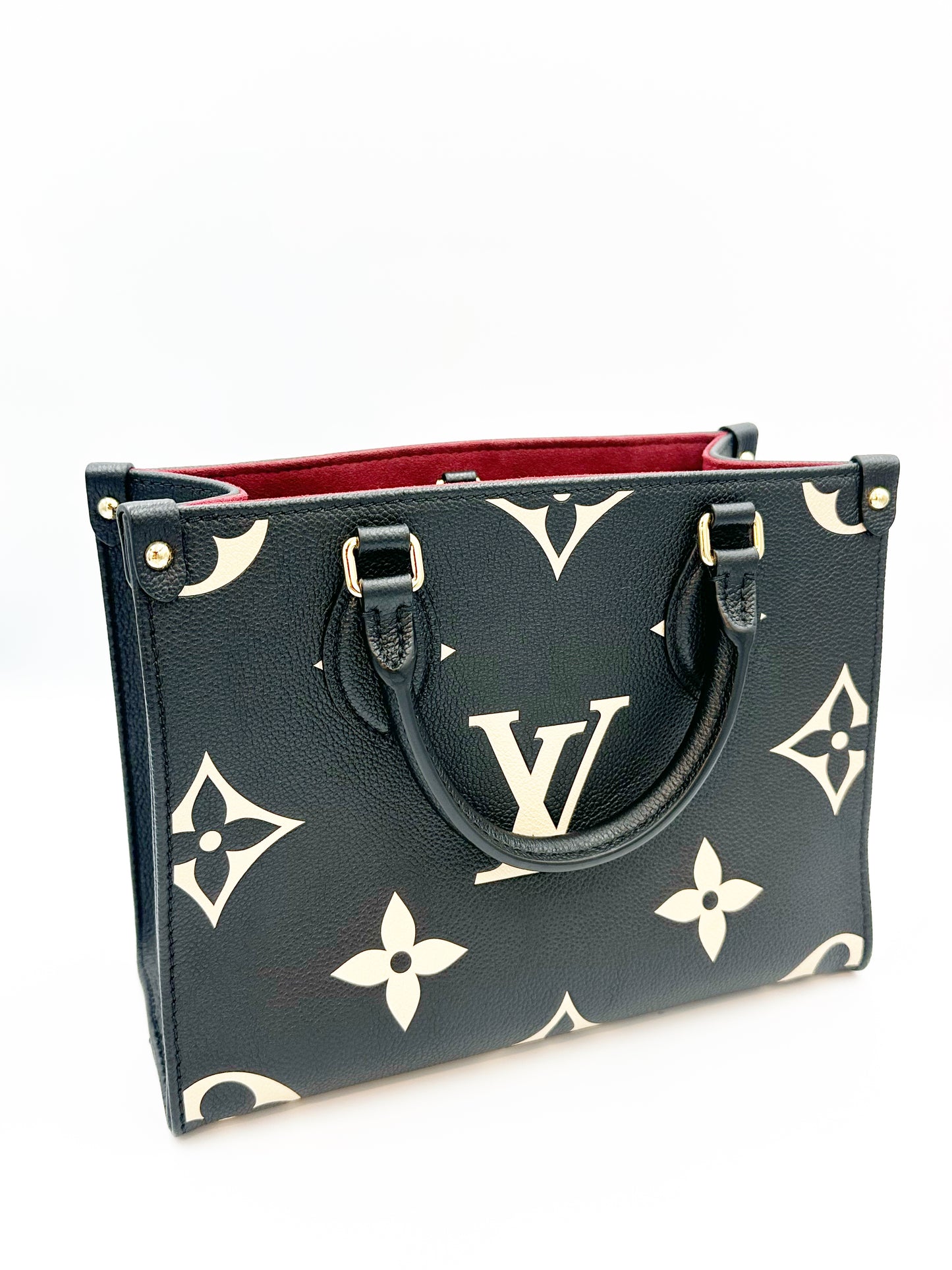 ルイ・ヴィトンLOUIS VUITTON バイカラーモノグラム・アンプラントレザー オンザゴーPM ブラックベージュ M45659