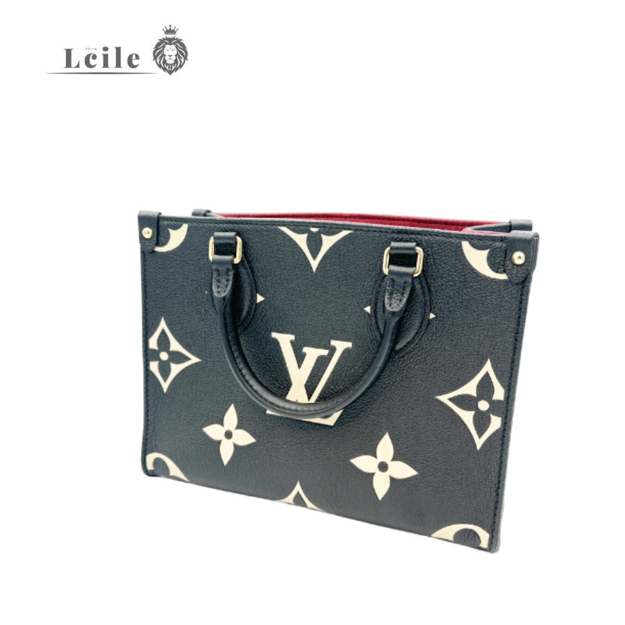 ルイ・ヴィトンLOUIS VUITTON バイカラーモノグラム・アンプラントレザー オンザゴーPM ブラックベージュ M45659