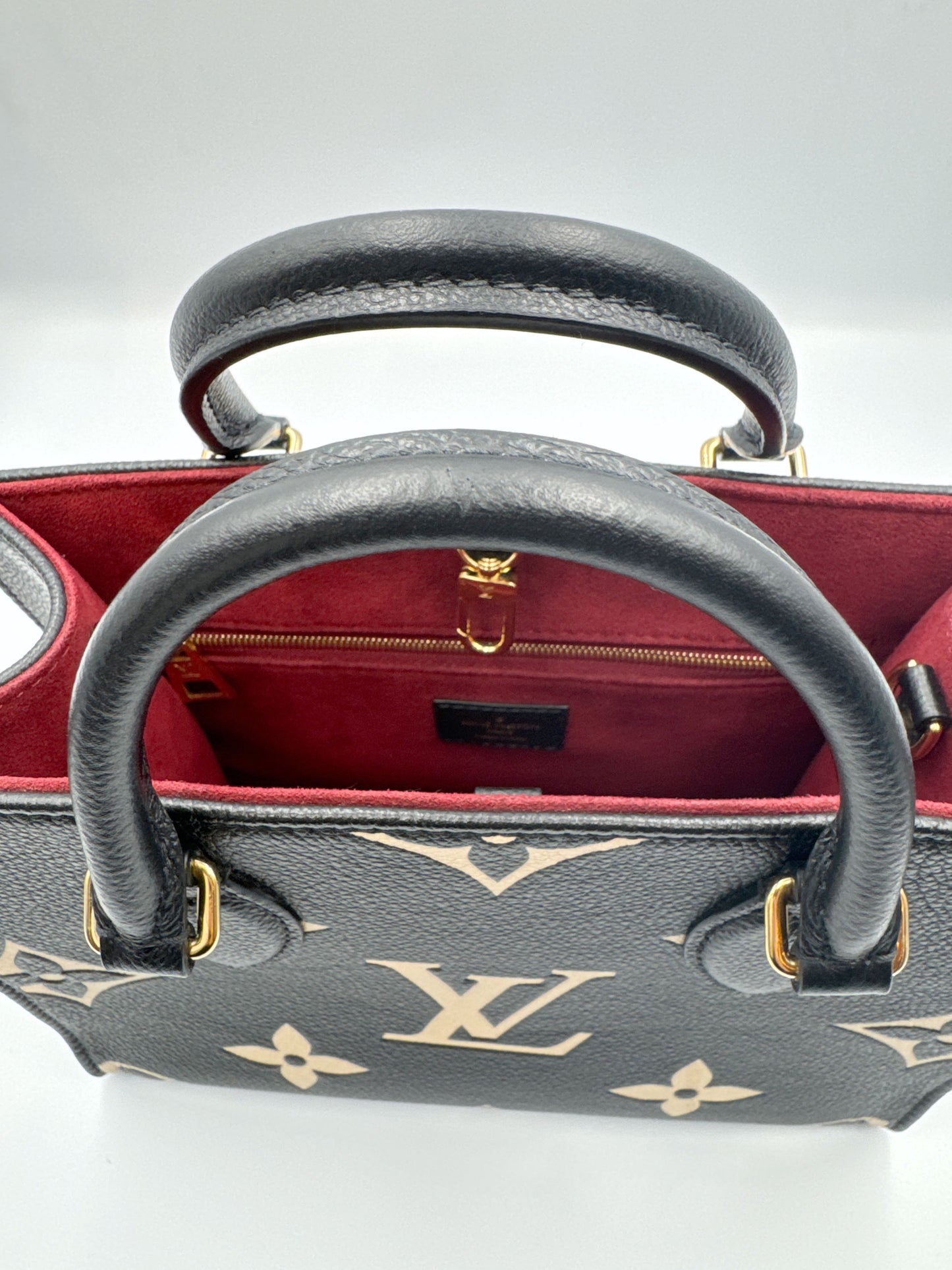 ルイ・ヴィトンLOUIS VUITTON バイカラーモノグラム・アンプラントレザー オンザゴーPM ブラックベージュ M45659